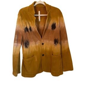 Raquel Allegra Handmade Cotton Boyfriend Knit Blazer Bengal Tie Dye Size 2 (M)
